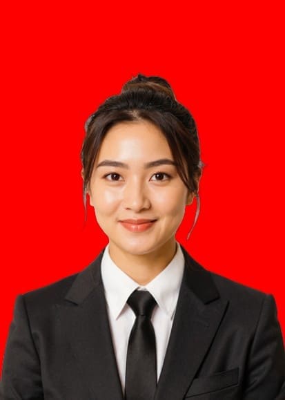 user2 Red backgroundAI-generated ID photos