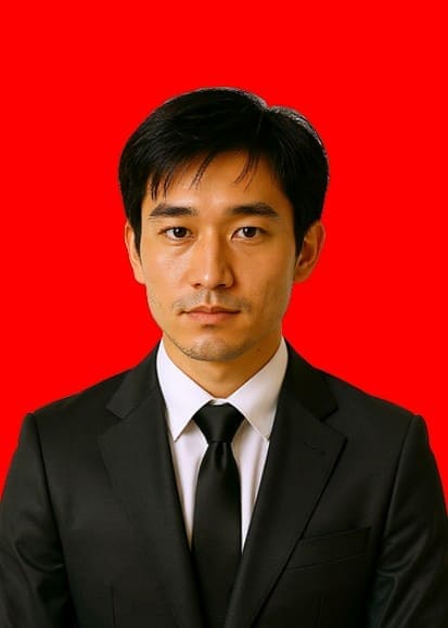 user3 Red backgroundAI-generated ID photos